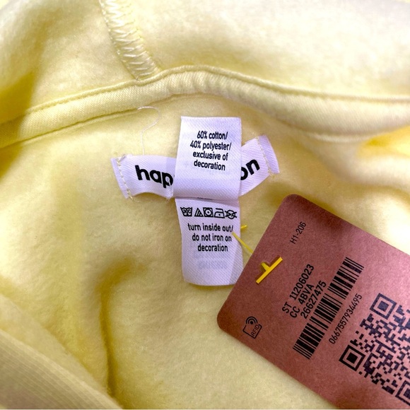 Happy Nation Big Girl Highlighter Yellow Fleece Lined Zip Hoodie Pockets Medium - Picture 5 of 8